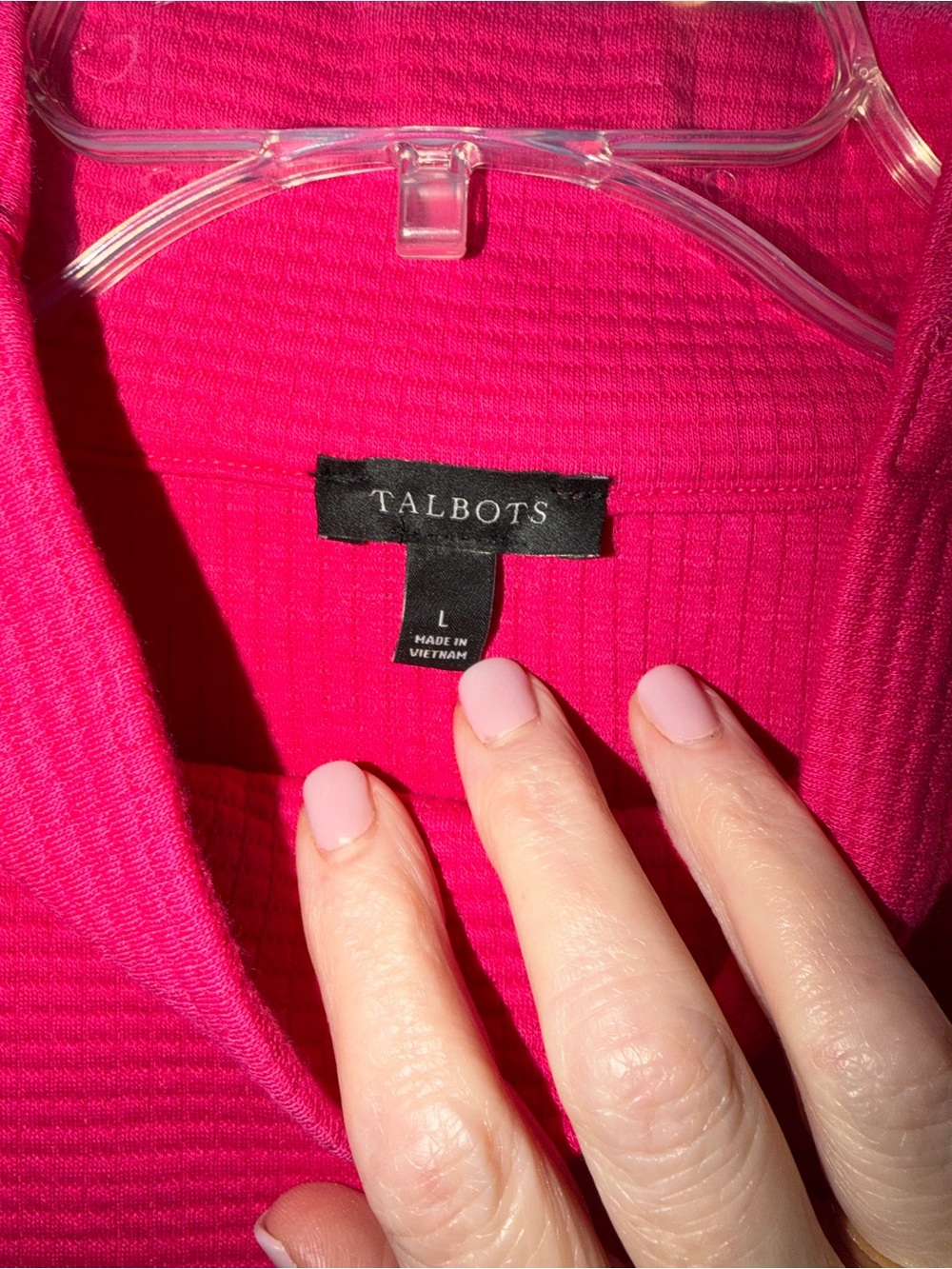 Talbots Hot Pink Textured Mock Neck Sweater. Size L. EUC - Picture 3 of 5